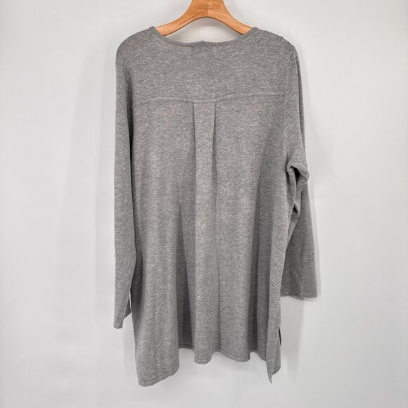 Tahari Women’s Long Sleeve sweater tunic Size 2X  Gray Cotton plus new $68 - Picture 13 of 15